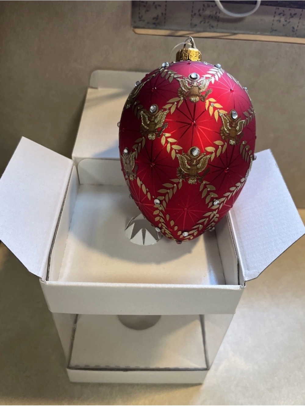 Rare Vintage A  PRESIDENTIAL Coronation CHRISTMAS Ornament Hand Blown In POLAND